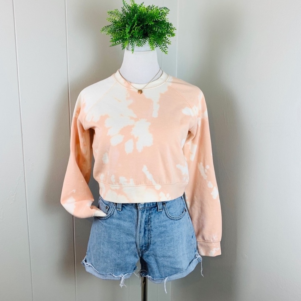 Cropped Peach White Tie Dye Cropped Top S